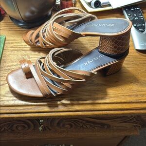 Donald J. Pliner Brown Block Heel Sandals